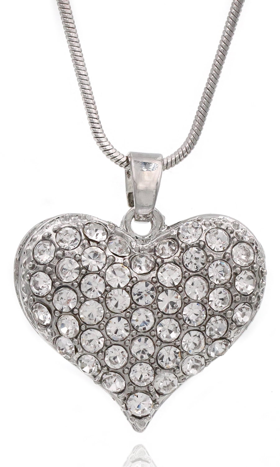 cocojewelry Small Heart Crystal Pave Pendant Necklace Valentine's Day Jewelry GIFT BOX