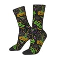 thumbnail image 2 of Uemuo Carnival Mardi Gras3 Pattern Women's Crew Socks, Soft Durable Breathable Moisture-Wicking with Odor Control Cotton socks, 2 of 9