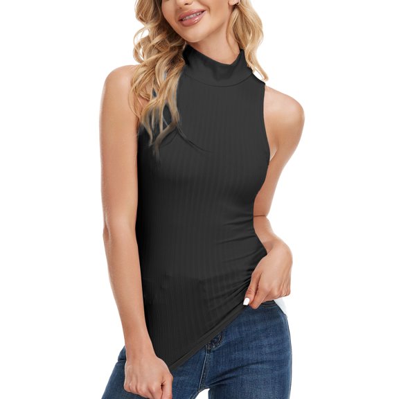 CARCOS Women's Sleeveless High Turtleneck Fitted Tank Top (S-XL)