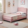 thumbnail image 6 of Historyli Twin Size Bed Frames with Adjustable Headboard,Modern Upholstered Platform Bed Frame with Sturdy Wood Slats,No Box Spring Needed,Easy Assembly,Pink, 6 of 7
