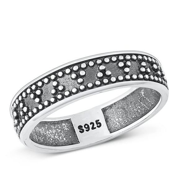 Polished Oxidized Ring .925 Sterling Silver Bali Style Band Jewelry Female Male Unisex Size 9