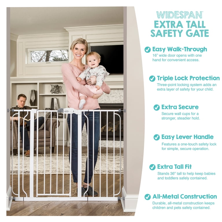 Regalo 36 inch Tall and 49 inch Wide Walk Thru Baby Gate, Extra