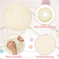 thumbnail image 3 of 6Pcs 6"8"12" Linternas de papel redondas decorativas colgantes de color blanco crema, 3 of 7