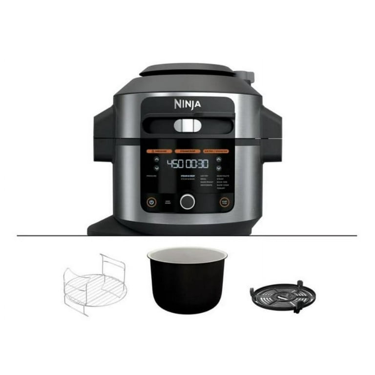  Ninja OL500 Foodi 6.5-qt. Pressure Cooker Steam Fryer with  SmartLid, 13-in-1 that Air Fries, Bakes & More, with 2-Layer Capacity,  Crisp Basket, Silver/Black (Renewed)