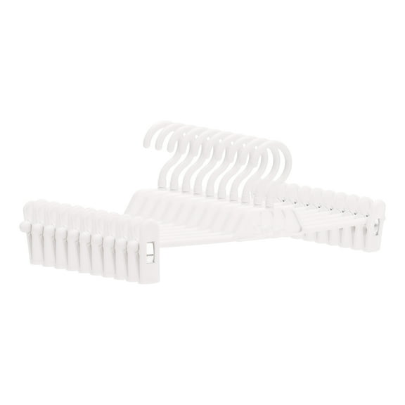 Unique Bargains Plastic Non-Slip Hangers Clothes Hangers with Pinch Clips 20 Pcs White