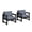 Black Frame/Gray Cushion, variant on KINGYES Outdoor Loveseat, HDPE All Weather Use Conversation Couch, for Patio Backyard, Gray Frame with Gray Cushions