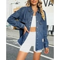 thumbnail image 5 of Necooer Womens Casual Denim Jacket Button Up Tear Style Long Sleeved Denim Jean Jacket Boyfriend Blue Jean Coat, 5 of 7