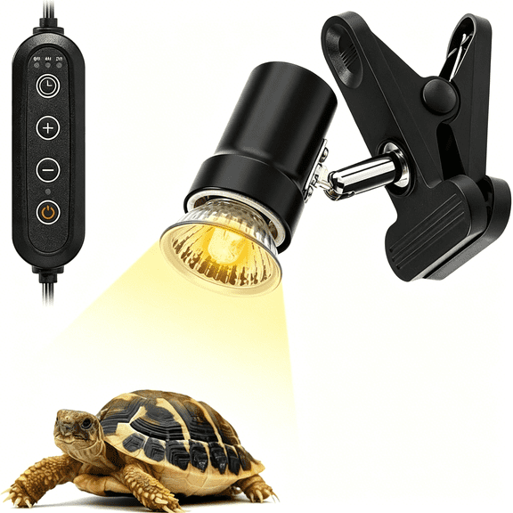 HIBIBUD Reptile Heat Lamp Rotatable Turtle Heating Light with 50W Uva Uvb Heat Bulb Simulated Sunlight Basking Spot Lamp with Clamp for Reptiles Lizard Amphibian Bearded Dragon Snake