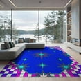 thumbnail image 2 of ODIKA 8'x10' Washable Area Rug Non-Slip Chair-Friendly Mat Cartoon Graphic Y2k Aesthetic Checkerboard Motif Funky Refined Structured for Dining Room, Large Office, Lounge, 2 of 7