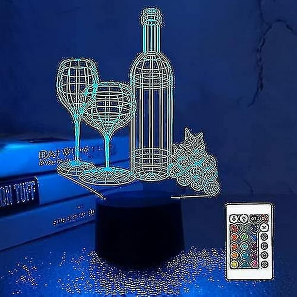 Lámpara de ilusión LED de luz nocturna 3D, lámpara de mesa de mesita de noche, 16 luces que cambian de color con base plana acrílica como decoración del hogar