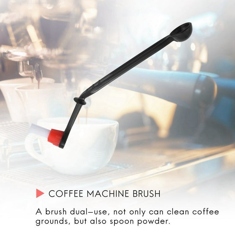 Coffee Machine Brush Kit Elbow Spoon Nylon Head Washable White Black - White, Black