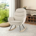 thumbnail image 4 of Costway 2 PCS Upholstered Rocking Chair with Padded Backrest & Seat Rubber Wood Feet, 4 of 10