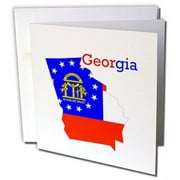 3dRose Image of Georgia Flag On State Outline - Greeting Cards, 6 by 6-inches, set of 12