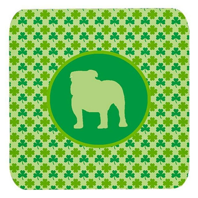Sous-verres en Mousse de Trèfle Chanceux de Bouledogue&44; Ensemble de 4