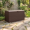 thumbnail image 1 of YUSAZENS 99 Gallon Outdoor Storage Box, HDPE Material, Weather Resistant, Large Patio Organizer Bin Brown, 1 of 8