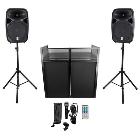 2 Rockville 15" Speakers Stands w/Bluetooth Booth For Backyard Party Movie Night