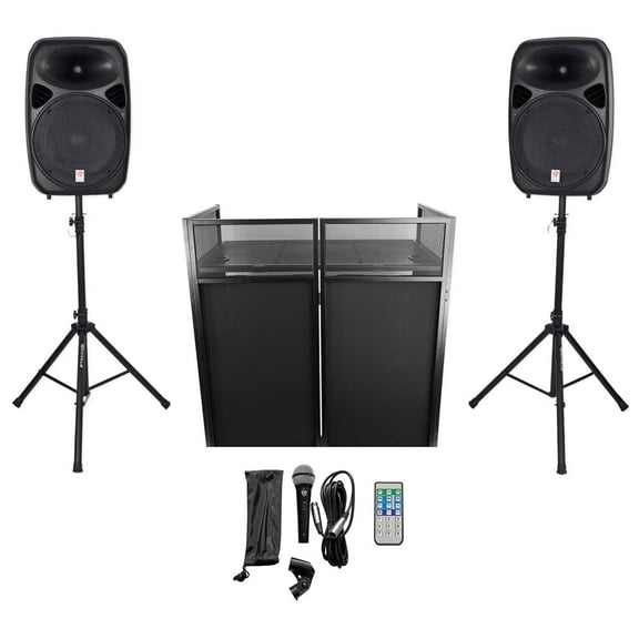 2 Rockville 15" Speakers Stands w/Bluetooth Booth For Backyard Party Movie Night