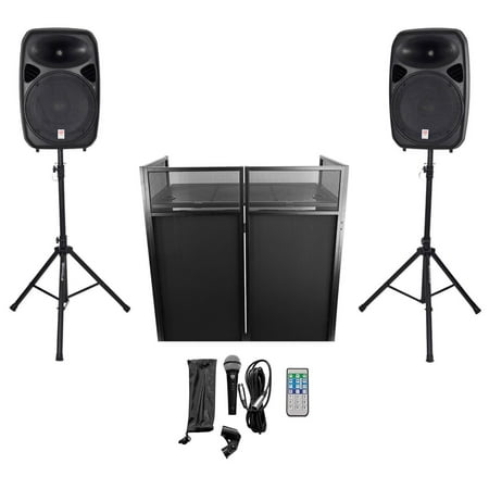 2 Rockville 15 Speakers+Stands w/Bluetooth+Booth For Backyard Party Movie Night