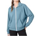 thumbnail image 2 of Children Zip up Sweatshirt, Kids Fashion Stand Collar Sports Jacket with Pockets, Boys Girls Solid Color Basic Track Coats Sky Blue 150, 2 of 6