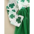thumbnail image 6 of Genuiskids Toddler Baby Girl St. Patrick's Day Clothes 1 2 3 4 5 6 Years Kids Girl Dress Long Sleeve Clover Print Tulle Tutu Skirt Princess Sundress Outfits, 6 of 9