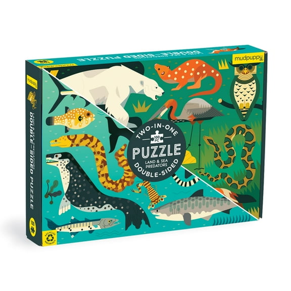 Land & Sea Predators 100 Piece Double-Sided Puzzle (Jigsaw)
