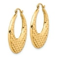 thumbnail image 6 of 10K Yellow Gold Polished Textured Hoop Earrings, 6 of 7