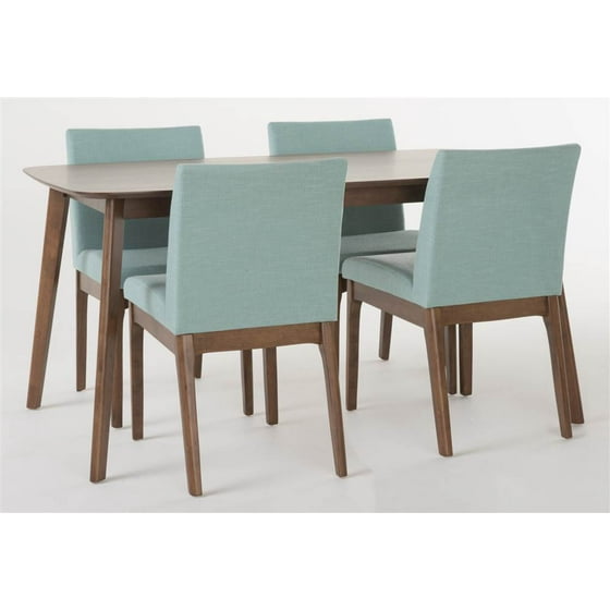 5 Pc Upholstered Dining Table Set In Mint