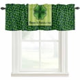 thumbnail image 4 of Kitchen Valances for Window, Green Clovers St. Patrick's Day Light Filtering Rod Pocket Valance Curtain, Watercolor Shamrock Stripes Short Curtains Window Topper for Bedroom Living Room 42x12in, 4 of 9