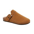 thumbnail image 1 of Zapatillas de mujer, clogs & mules de gamuza y piel con soporte en arco, casuales, marrón claro, 1 of 6