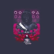 Mens Squid Game Front Man Icons Graphic Tee Navy Blue Medium