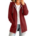 thumbnail image 5 of WULMLEO Long Hoodies Women Lined Long Sleeve Full Zip Up Hooded Sweater Coat Casual Lightweight Sweatshirts Plus Size 2026 Jacket with Pocket Red 5XL, 5 of 9