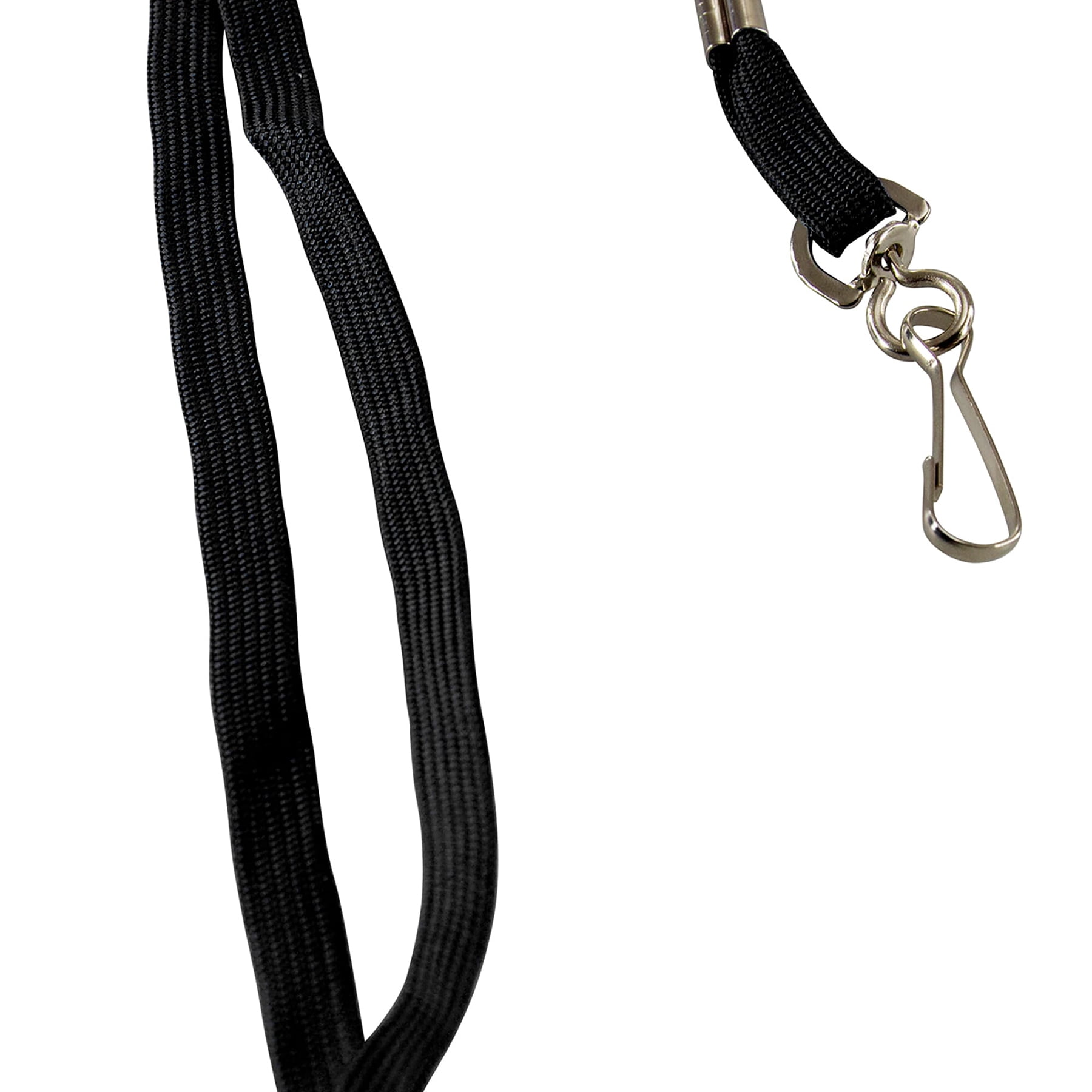 SICURIX Flat Lanyard with J Hook, Black, Pack of 100