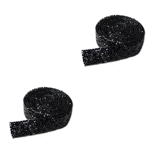 Injueey Bling Stickers Cadena de Diamantes de Imitación Resina Cristal Negro 1 2.5cm 2piezas