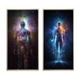 thumbnail image 2 of Designart "Ethereal Awakening Glowing Body and Light V" Robot Framed Wall Art Set Of 2 - Modern Blue Framed Canvas Set For Living Room Decor, 2 of 6