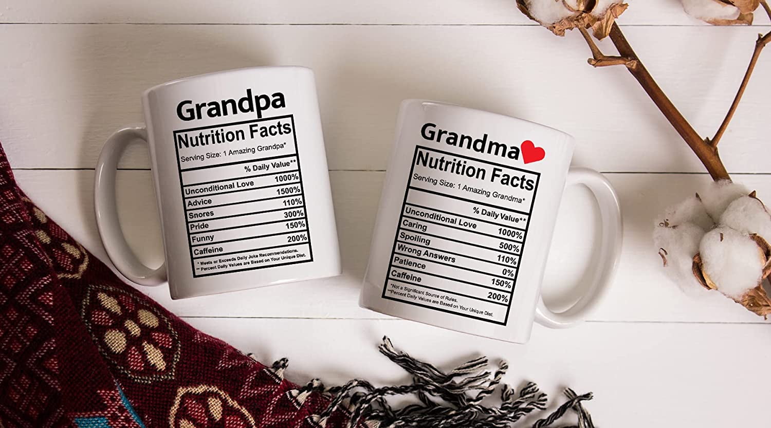 Disney Mickey Gang Grandma Grandpa 2 pack Coffee Mug Set Grandparents to be  Gift Set 11 Ounce