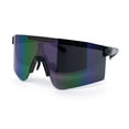 thumbnail image 4 of Mens 80s Vibe Color Mirror Rimless Oversized Shield Sport Sunglasses [Slate - Purple Mirror], 4 of 7