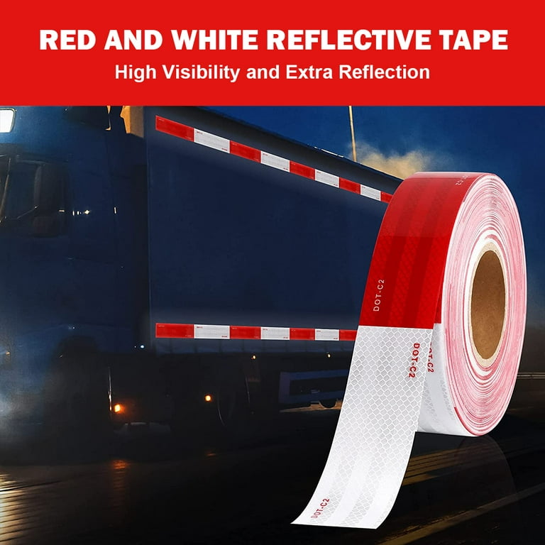 DOT-C2 2 inch x 50 yd. 5 Year Reflexite Retroreflective Tape 11 inch Red 7 inch White
