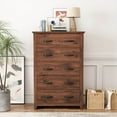 thumbnail image 2 of Costway 5 Drawer Chest Storage Dresser Tall Cabinet Organizer Bedroom Hallway Walnut, 2 of 11