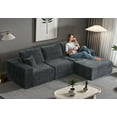 thumbnail image 6 of Orhopui 107" Cloud Modular Sectional Couch with Deep Seat, L-Shape Boneless Sofa with Oversized Chaise, Comfy Fluffy Couches for Living Room, Convertible, Layered Pillows, Plush Corduroy, Gray, 6 of 13