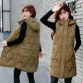 thumbnail image 3 of Brondbend Vest Jacket for Women Women’s Winter Coat Hooded Sleeveless Pocket Zipper Outerwear Solid Color Casual Loose Fit Coats Lady Work Tops Khaki, 3 of 6
