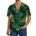 thumbnail image 3 of Honeii 's Peacock Feathers2 for men's short-sleeved button-up collared shirt featuring a pocket, perfect for beach vacations, and travel adventures., 3 of 5