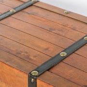 Vintiquewise Large Wooden Storage Trunk with Lockable Latch, Distressed Rustic Multicolor Wood