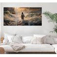 thumbnail image 4 of 3Pcs Jesus Walking On Water Canvas Wall Art Christian Bible Stories Painting Picture Wall Decor Religious Spirit Faith Poster Print Artwork For Living Room Bedroom Church（Only canvas）, 4 of 6