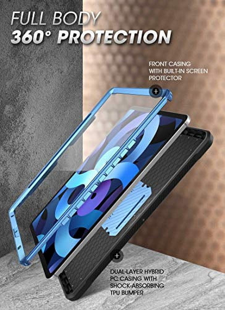 SUPCASE for iPad Air 5th Generation / iPad Air 4th Generation Case with Pencil Holder (Unicorn Beetle Pro), [Built-in Screen Protector & Stand] Rugged Case for iPad Air 5/4 10.9 Inch -Metallic Blue