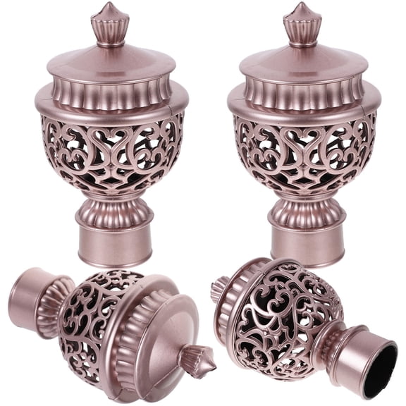 OUNONA Set of 4 Aluminum Alloy Curtain Rod Caps Hollow Finials Decorative for Modern Stylish Home Decor