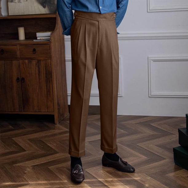 Pantalones largos de moda para hombre, estilo casual, con bolsillos y cremallera, cintura elástica, de poliéster.