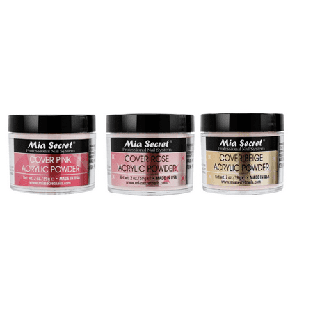 Powder Set - Mia Secret Acrylic Powder Cover Beige , Pink , Rose 2 oz ALL 3 SETS MADE USA+ Free Temporary Body Tatoo!