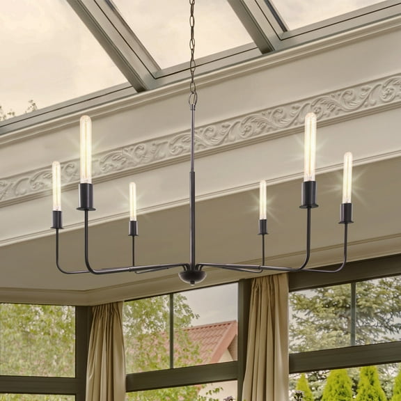 Luxury Modern Chandelier, Matte Black, ULB2320