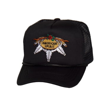 Top Headwear Men's American Spirit Trucker Hat - Skull Rose Snapback Cap, Black