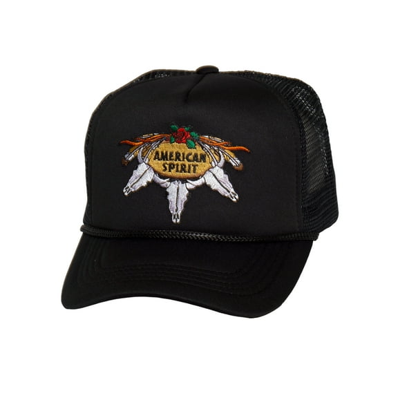 Top Headwear Men's American Spirit Trucker Hat - Skull Rose Snapback Cap, Black